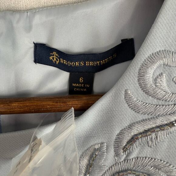Brooks Brothers Blue Sheath Semi Formal Dress Baby Blue w/ Beaded Details size 6 - Picture 4 of 9